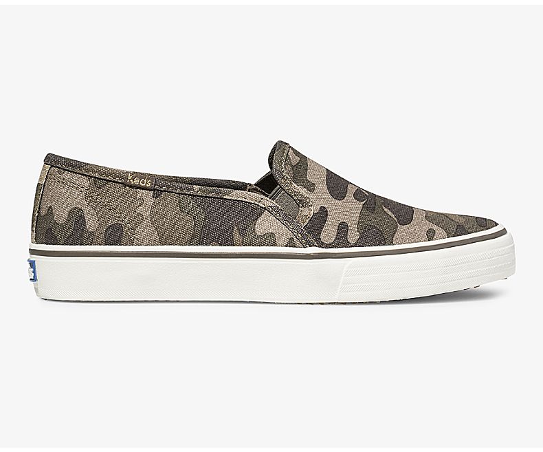 Keds Womens Olive Multicolor Slip On Shoes - Keds Washable Double Decker Camo 019NFBAHL